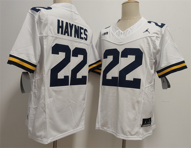Men's Michigan Wolverines #22 Justice Haynes White 2025 F.U.S.E. Stitched Jersey